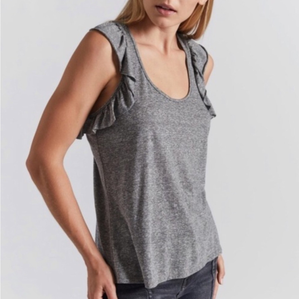 CURRENT / ELLIOTT Cadence Gray Ruffle Racerback Tank Top Size 0/XS